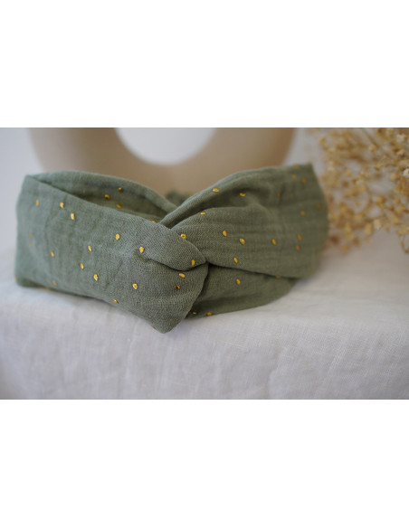 headband Lina Vert Sauge et gold