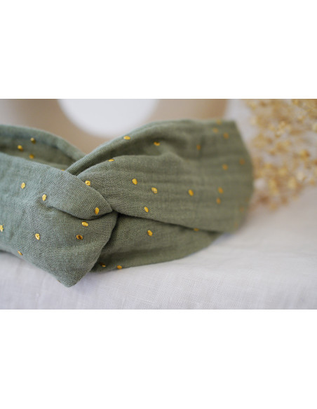 headband Lina Vert Sauge et gold