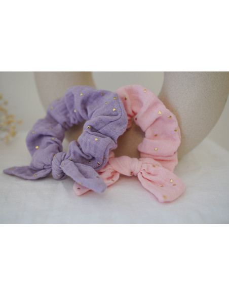 Chouchou Noeud Enfant Lou Lilas et doré