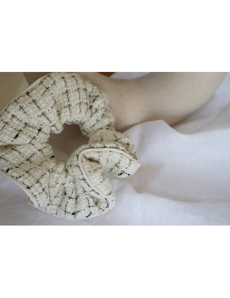 Chouchou femme Georgia Tweed Blanc et Noir