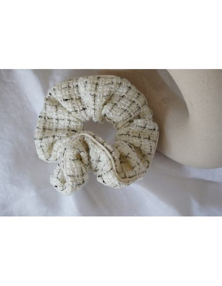 Chouchou femme Georgia Tweed Blanc et Noir