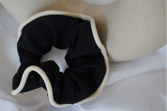 Black Jemma scrunchie with Ecru trim