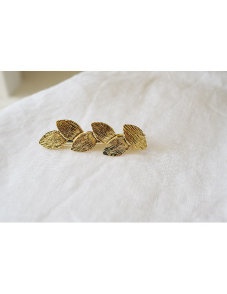 hair clip Blueberry Golden Leaves