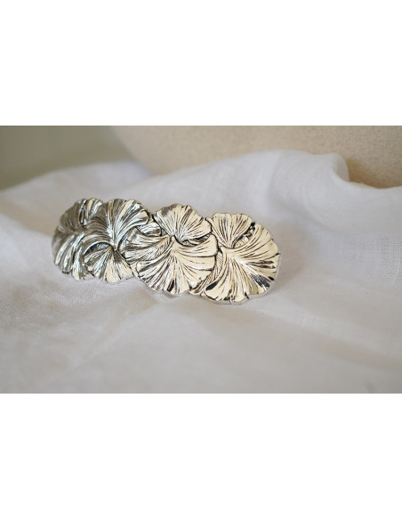 Barrette Salomé Série de Feuilles Argentées
