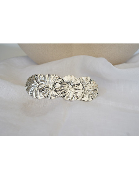 Barrette Salomé Série de Feuilles Argentées