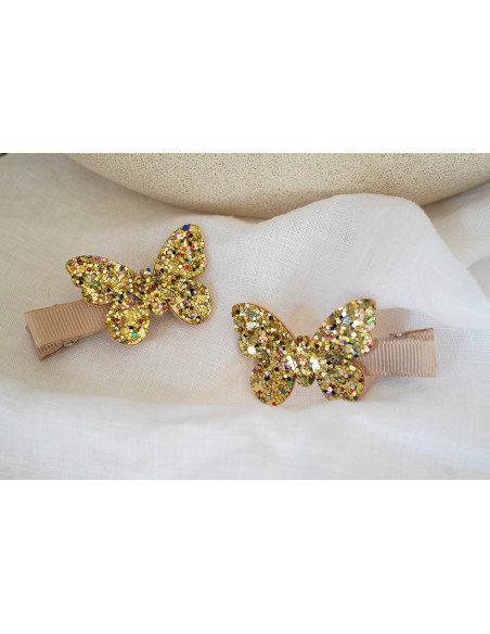 Lot de 2 Barrettes Zoélie Enfant à Papillon Pailleté