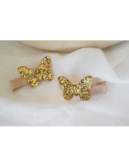Lot de 2 Barrettes Zoélie Enfant à Papillon Pailleté