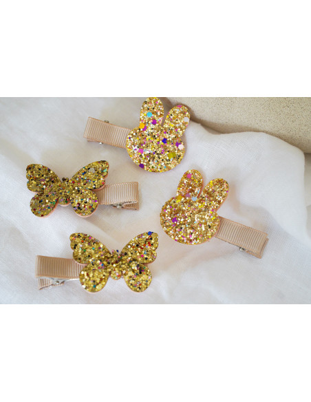 Lot de 2 Barrettes Zoélie Enfant à Papillon Pailleté
