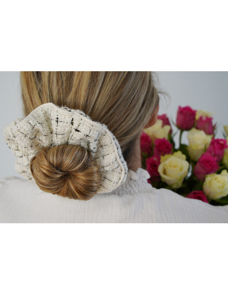 Chouchou femme Georgia Tweed Blanc et Noir