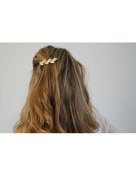hair clip Blueberry Golden Leaves