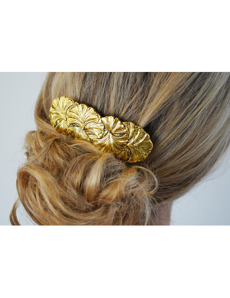 Barrette Salomé Série de Feuilles Dorées