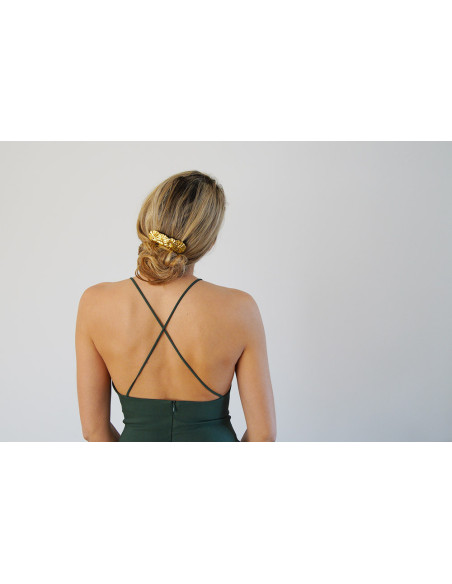 Barrette Salomé Série de Feuilles Dorées