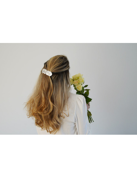 Barrette Salomé Série de Feuilles Argentées