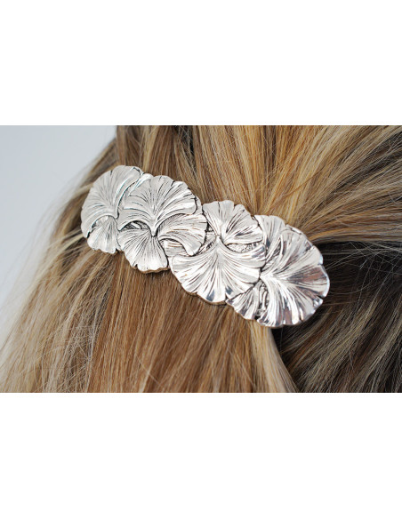 Barrette Salomé Série de Feuilles Argentées