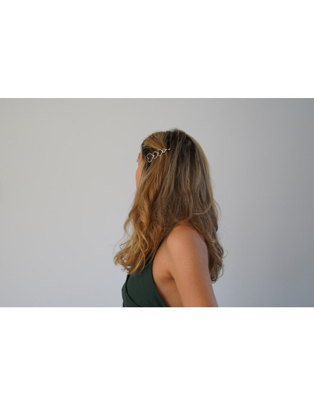 Barrette Valentina dorée Petits Cœurs Noirs