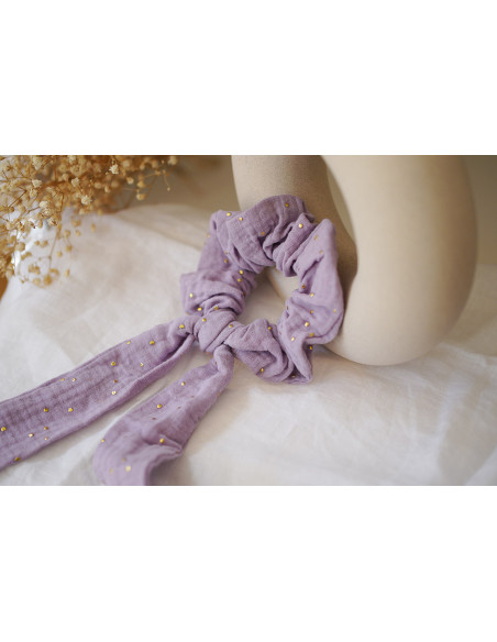 scrunchie Ruban Lina Lilas et gold