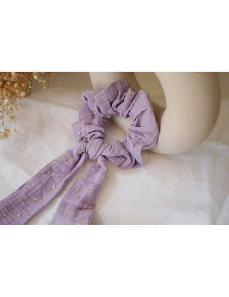 scrunchie Ruban Lina Lilas et gold