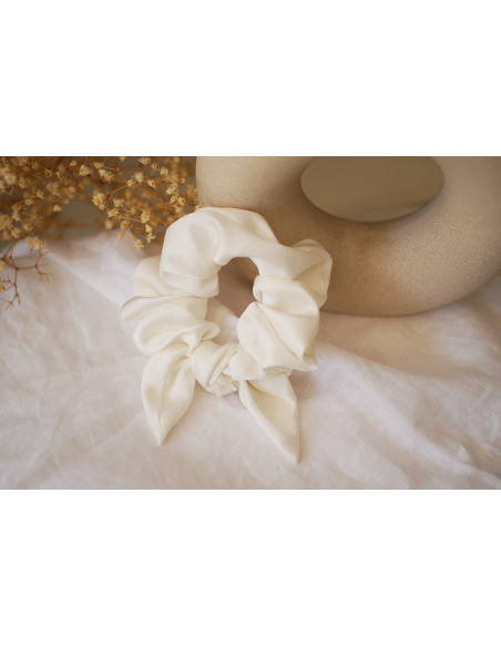 Chouchou Noeud Raphaël Satin Blanc Cassé