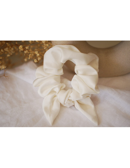 Chouchou Noeud Raphaël Satin Blanc Cassé