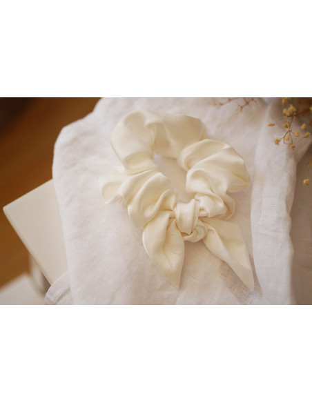 Chouchou Noeud Raphaël Satin Blanc Cassé