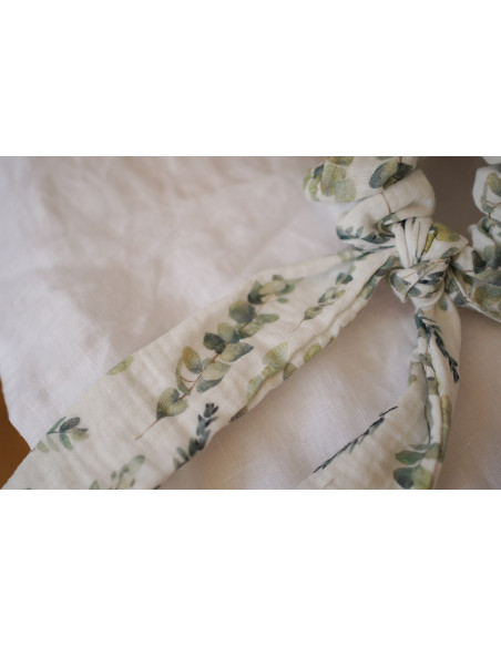 scrunchie Noah Cotton Gauze Ribbon Eucalyptus Print