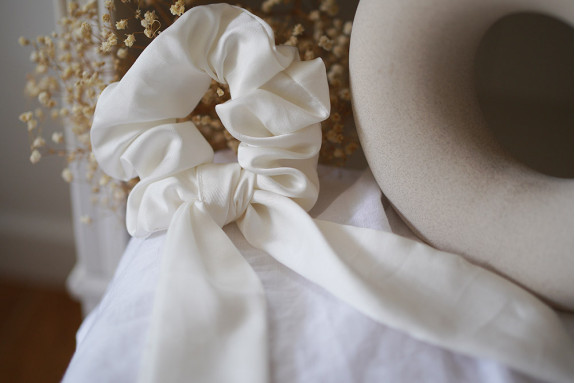scrunchie Raphaël Satin Ribbon Off White