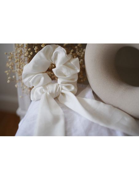 scrunchie Raphaël Satin Ribbon Off White