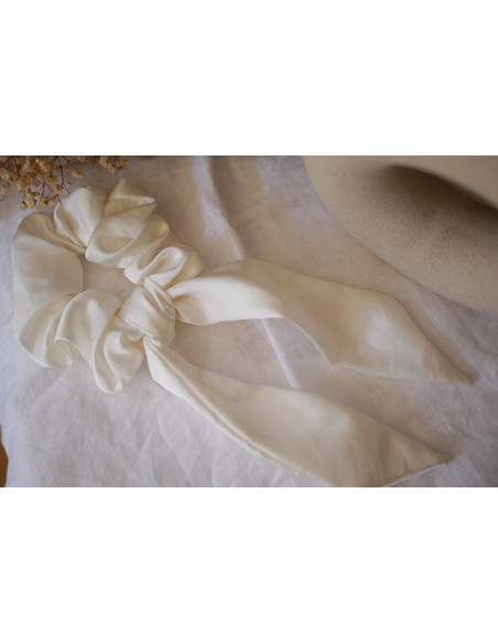 Chouchou Ruban Raphaël Satin Blanc Cassé