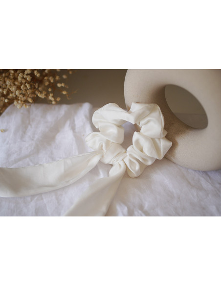 scrunchie Raphaël Satin Ribbon Off White