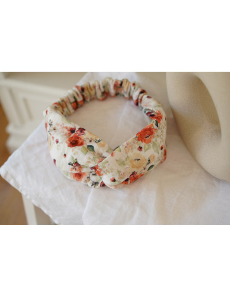 Bandeau Léon Gaze de Coton Imprimé Fleuri Aquarelle