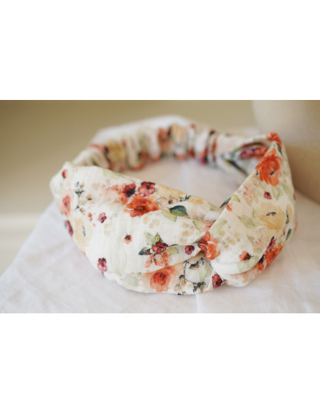 Bandeau Léon Gaze de Coton Imprimé Fleuri Aquarelle
