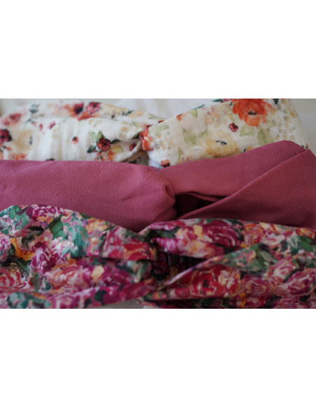 Bandeau Léon Gaze de Coton Imprimé Fleuri Aquarelle