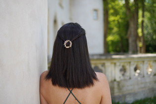 Barrette Olivia Ronde Feuillage Doré 2