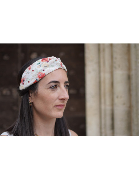 Bandeau Léon Gaze de Coton Imprimé Fleuri Aquarelle