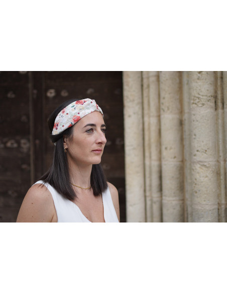 Bandeau Léon Gaze de Coton Imprimé Fleuri Aquarelle