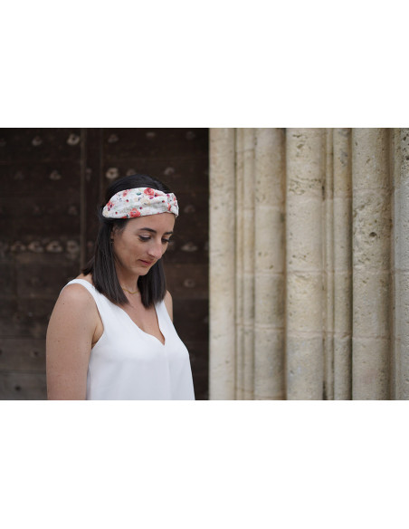 Bandeau Léon Gaze de Coton Imprimé Fleuri Aquarelle