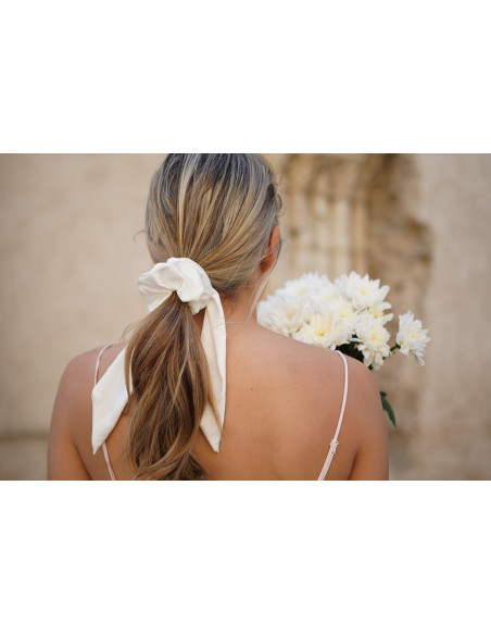 scrunchie Raphaël Satin Ribbon Off White