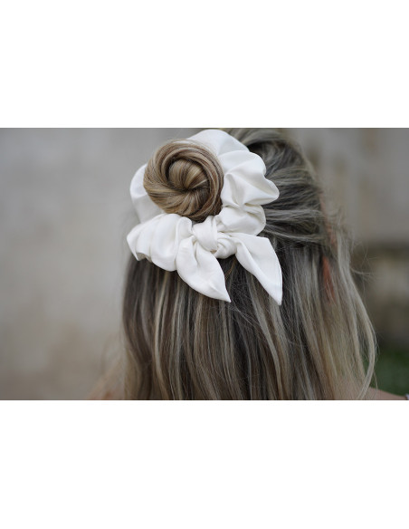 Chouchou Noeud Raphaël Satin Blanc Cassé