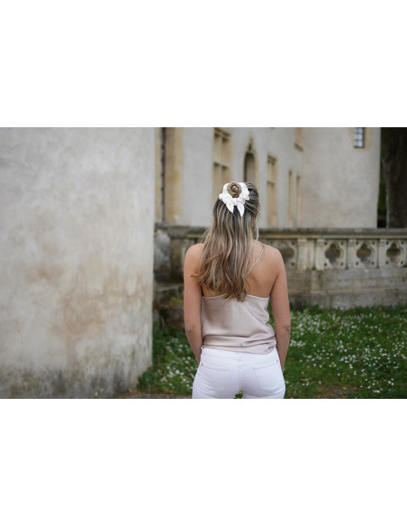 Chouchou Noeud Raphaël Satin Blanc Cassé