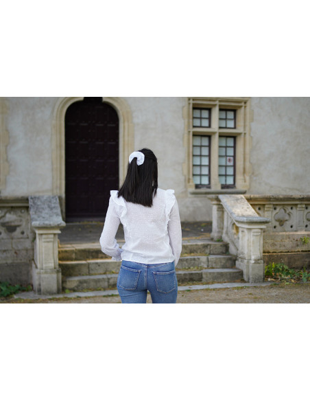 Chouchou Côme Broderie Anglaise Feuillage