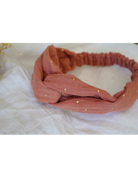 Bandeau Mila Rose Marsala et Doré