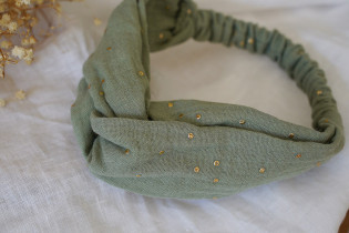 headband kids Mila Vert Sauge et gold