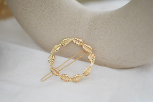 hair clip May Round Golden Leaves