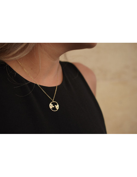 necklace Calista gold Pendentif Rond Feuillage