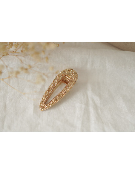 Barrette Ambre Dorée Martelée