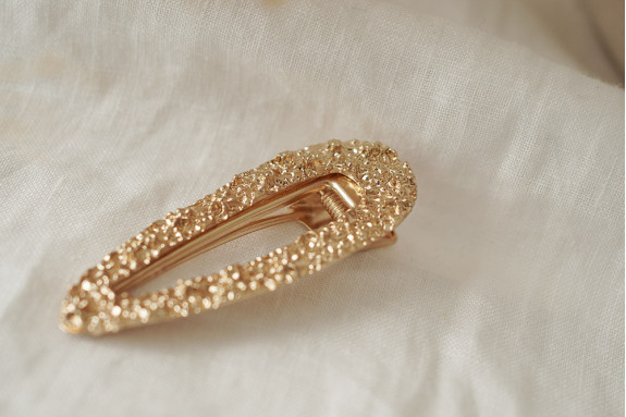 Barrette Ambre Dorée Martelée