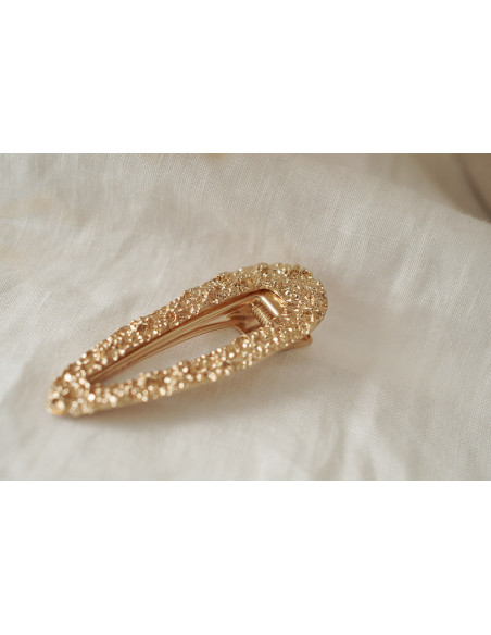 Barrette Ambre Dorée Martelée