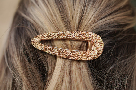 Barrette Ambre Dorée Martelée
