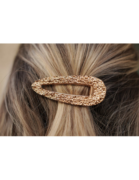 Barrette Ambre Dorée Martelée