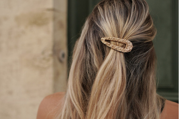 Barrette Ambre Dorée Martelée